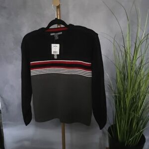 Boys Black, Red, and Gray Crewneck Sweater Sz M (10/12) NWT